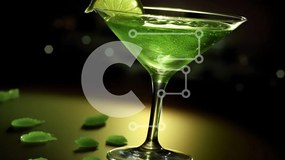 Σετ των 2 Intra Συλλεκτικό Ξύλινο Παζλ Plywood  4mm - Δροσιστικό πράσινο κοκτέιλ με Lime σε Martini Glass Σε Ξύλινο Κουτί - Διαστάσεις: 10x10 cm – 25 κομμάτια