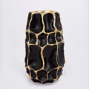 ΒΑΖΟ ΚΕΡΑΜΙΚΟ ΜΑΥΡΟ - ΧΡΥΣΟ 14.5x14.5x25cm