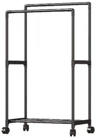 Τροχήλατη κρεμάστρα δαπέδου με ράφι παπουτσιών - YX9108-1 - 522770 - Black