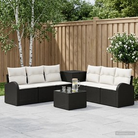 vidaXL Σετ Καναπέ 8 τμχ. Μαύρο και Κρεμ Λευκό 55 x 55 x 37 εκ