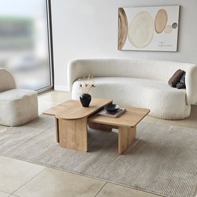 Σετ Τραπεζιών Σαλονιού Μπρονζέ / Sapphire Δρυς LEFLOR 82x60x35