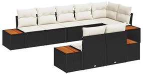 vidaXL Σετ Καναπέ Κήπου με μαξιλάρι 8 pcs Μαύρο Πολυ ράταν