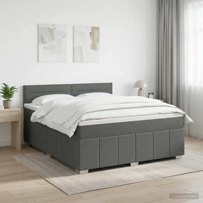vidaXL Κρεβάτι box spring με στρώμα Σκούρο Γκρι 140 x 190 cm Ύφασμα