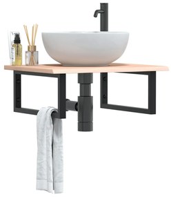 Ράφι Νιπτήρα Τοίχου από Ατσάλι / Μασίφ Ξύλο Δρυός