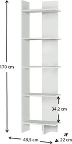 Βιβλιοθήκη Perla Megapap χρώμα λευκό 48x22x170εκ.