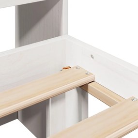 Κρεβάτι Βιβλιοθήκη Χωρίς Στρώμα 150x200 εκ Μασίφ Ξύλο Πεύκου - Λευκό