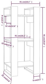 Βιβλιοθήκη/Διαχωριστικό Χώρου Μαύρο 41x35x91 εκ. Μασίφ Πεύκο - Μαύρο