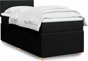 vidaXL Κρεβάτι Boxspring με Στρώμα Μαύρο 100 x 200 εκ. Υφασμάτινο