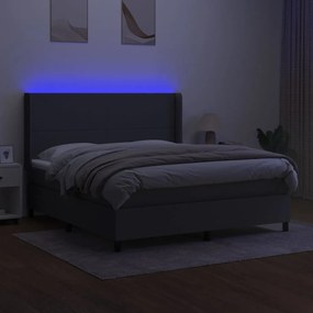 vidaXL LED Κρεβάτι με βάθρο με κεφαλάρι ύφασμα