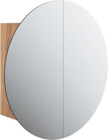 vidaXL Ντουλάπι Μπάνιου με Στρογγυλό Καθρέφτη&amp;LED Δρυς 47x47x17,5 εκ.