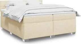 vidaXL Κρεβάτι Boxspring με Στρώμα Κρεμ 200x200 εκ. Υφασμάτινο