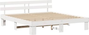 vidaXL Σκελετός Κρεβατιού Λευκό 200 x 200 cm Στερεά ξυλεία πεύκου