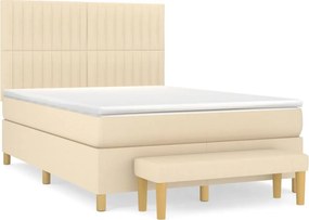vidaXL Κρεβάτι Boxspring με Στρώμα Κρεμ 140x200 εκ. Υφασμάτινο