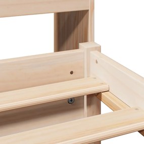 Κρεβάτι Βιβλιοθήκη Χωρίς Στρώμα 75x190 εκ Μασίφ Ξύλο Πεύκο - Καφέ