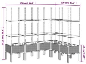 Ζαρντινιέρα Κήπου με Καφασωτό Καφέ 160 x 120 x 142,5 εκ. από PP - Καφέ