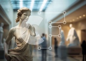 Intra Συλλεκτικό Ξύλινο Παζλ Plywood 4mm - Μαρμάρινο άγαλμα στο Μουσείο Τέχνης Σε Ξύλινο Κουτί - Διαστάσεις Puzzle: 10x10 cm – 25 κομμάτια