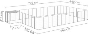 vidaXL Σπιτάκι Σκύλου Ασημί 30,25 μ² Ατσάλινο