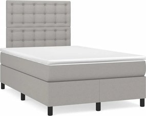 vidaXL Κρεβάτι Boxspring με Στρώμα &amp; LED Αν.Γκρι 120x190εκ. Υφασμάτινο