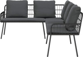 vidaXL Σετ Καναπέ Κήπου 2 pcs Μαύρο συνθετικό ρατάν