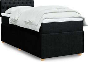 vidaXL Κρεβάτι Boxspring με Στρώμα Μαύρο 90x190 εκ.Υφασμάτινο