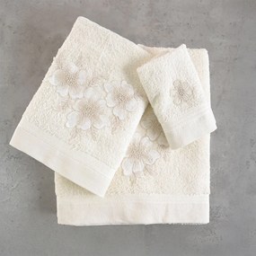 Πετσέτες Aragon (Σετ 3τμχ) Ecru Ρυθμός Towels Set 80x150cm 100% Πενιέ Βαμβάκι