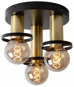 Φωτιστικό Οροφής Lucide 45179-13-30 ANAKA Μαύρο Ματ (Black Mat)|Χρυσό Χρώμα (Gold Coloured)