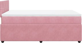vidaXL Κρεβάτι Boxspring με Στρώμα Ροζ 120x200 εκ. Βελούδινο