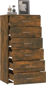 vidaXL Ντουλάπι με 6 Συρτάρια Καπνιστή Δρυς 50x34x96 εκ. Επεξεργ. Ξύλο