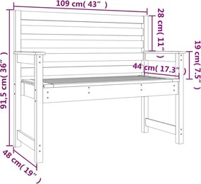 vidaXL Παγκάκι Κήπου 109x48x91,5 εκ. Μασίφ Ξύλο Ψευδοτσούγκας