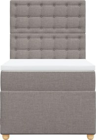 vidaXL Κρεβάτι Boxspring με Στρώμα Taupe 90x200 εκ. Υφασμάτινο