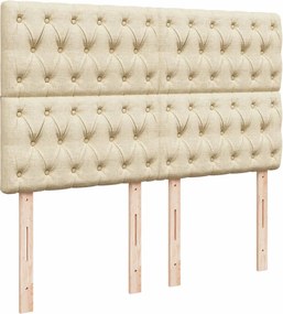 vidaXL Κρεβάτι Boxspring με Στρώμα Κρεμ 140x200 εκ. Υφασμάτινο
