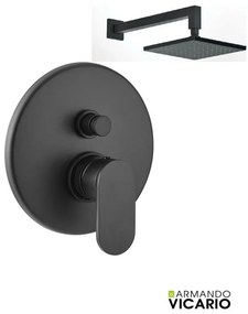 Armando Vicario Slim Black Matt Μίκτης Εντ. 2 Εξ. με Εκτροπέα+Ανακλινόμενη Κεφαλή Square 30x30εκ+Μπράτσο Τοίχου