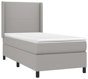 vidaXL Κρεβάτι Boxspring με Στρώμα &amp; LED Αν.Γκρι 80x200 εκ. Υφασμάτινο