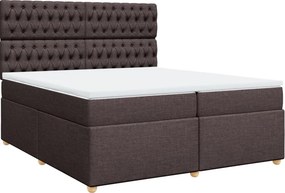 vidaXL Κρεβάτι Boxspring με Στρώμα Σκούρο Καφέ 200x200 εκ. Υφασμάτινο