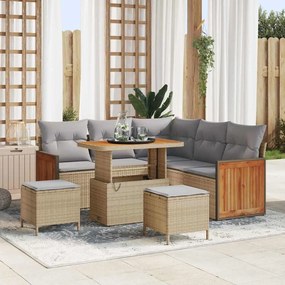vidaXL Σετ Καναπέ Κήπου 8 pcs μπεζ και ανοιχτό γκρι 90 x 55 x 71 cm