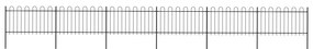 Κάγκελα Περίφραξης με Κυκλική Κορυφή Μαύρα 10,2x1 μ. Ατσάλινα