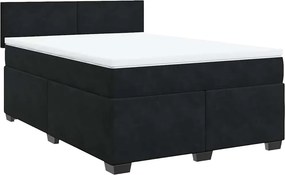 vidaXL Κρεβάτι Boxspring με Στρώμα Μαύρο 160x200 εκ. Βελούδινο