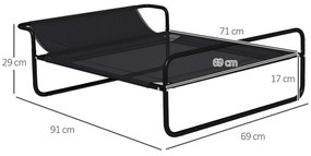 Κρεβάτι σκύλου PawHut, υπερυψωμένη κατασκευή, κάλυμμα Mesh, ατσάλινο πλαίσιο, 29 x 91 x 69 cm, Μαύρο