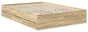 vidaXL Σκελετός Κρεβατιού Δρύς Sonoma 140 x 200 cm Μηχανήματος Ξύλο