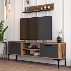 Σύνθεση Τηλεόρασης Καρυδί / Ανθρακί ODRIN 140x30x48