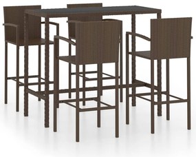 vidaXL Σετ Επίπλων Μπαρ Κήπου 5 Τεμαχίων Καφέ από Συνθετικό Ρατάν