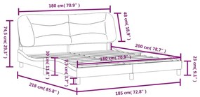 Πλαίσιο Κρεβατιού με Κεφαλάρι Μαύρο 180x200 εκ. Υφασμάτινο - Μαύρο