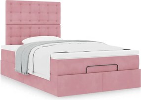 vidaXL Οθωμανικό κρεβάτι με στρώματα Ροζ 120x200cm Velvet