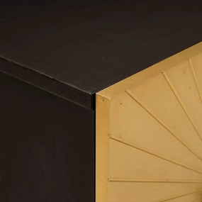 vidaXL Κομοδίνο Μαύρο και Χρυσό 40 x 33.5 x 46 εκ Μασίφ ξύλο μάνγκο