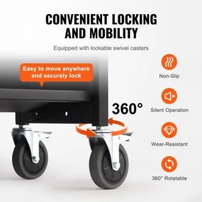 VEVOR Book Cart, 330 lbs Library Cart, 39.4&quot; x 20.1&quot; x 49.2&quot; Rolling Book Cart, Double Sided W-Shaped Sloped Shelves with 4-Inch Lockable Wheels for Home Shelves Office School, Book Truck in Black