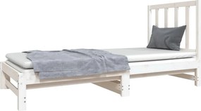 vidaXL Καναπές Κρεβάτι Συρόμενος Λευκός 2x(90x190) εκ. από Μασίφ Πεύκο
