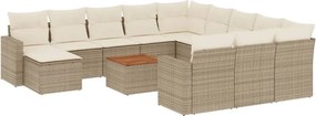 vidaXL Σετ Καναπέ Κήπου 13τεμ Μπεζ Συνθ. Ρατάν με Μαξιλάρια
