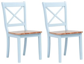 Καρέκλες Τραπεζαρίας 2 Τεμ. Γκρι/Αν. Ξύλο Μασίφ Ξύλο Καουτσούκ - Γκρι