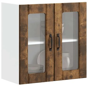 Ντουλάπι Κουζίνας με Γυάλινη Πόρτα "Lucca" από Καπνιστή Δρυ με Τεχνητή Δρύ