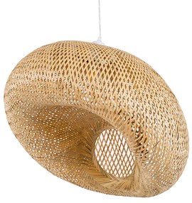 01724 GloboStar®  CARIBBEAN 01724 Boho Κρεμαστό Φωτιστικό Ανάρτηση Μονόφωτο 1 x E27 IP20 Μπεζ Ξύλο - Μ60 x Π60 x Υ38cm